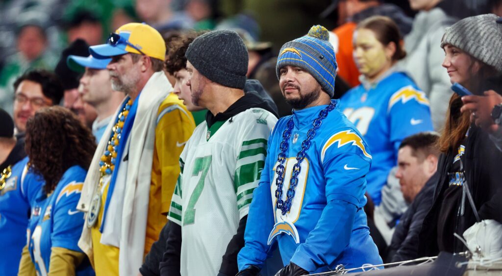 cHARGERS AND jETS FANS IN STANDS