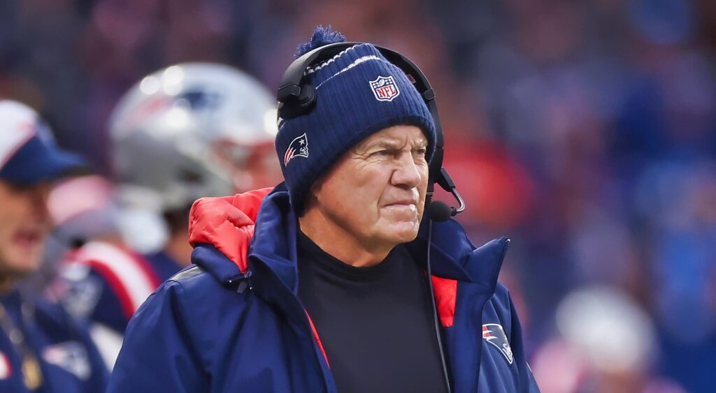 New England Patriots head coach Bibll Belichick looking on.