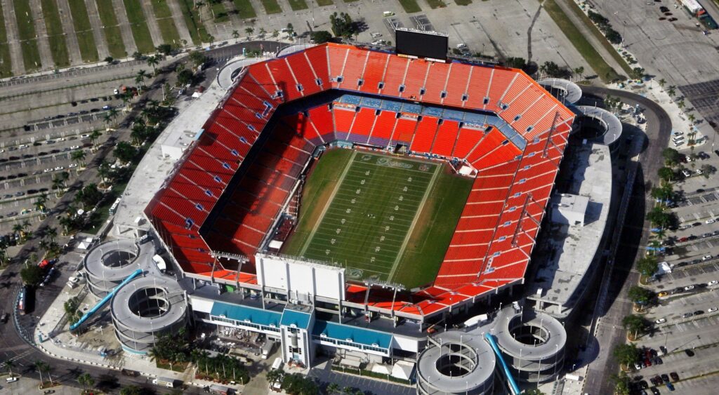 Aerial view of Hard Rock Stadium.