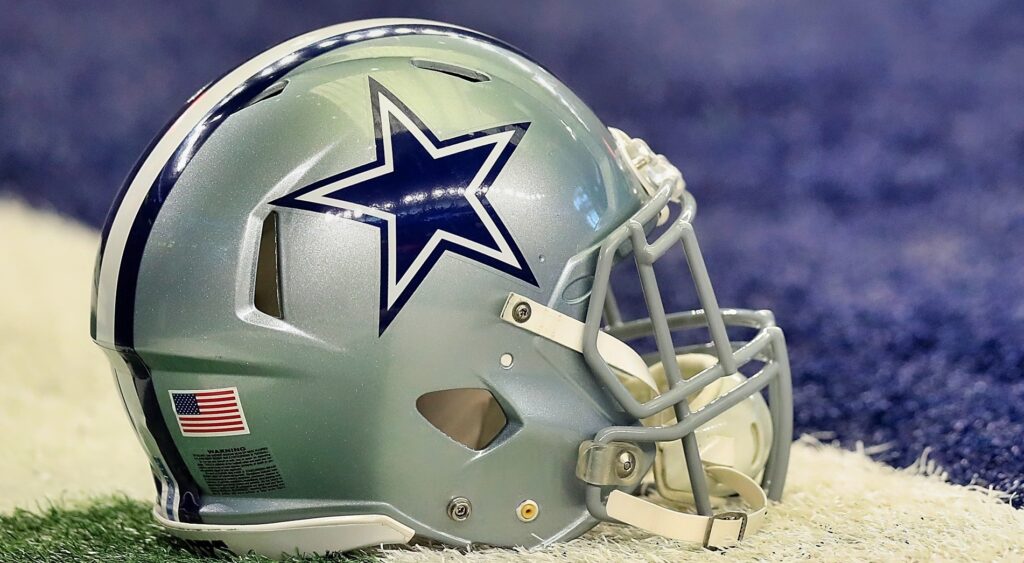 Cowboys helmet on the field.