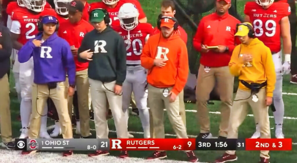 Rutgers play callers on sideline