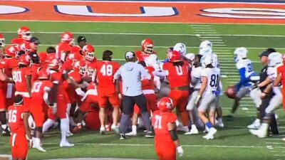 Sam Houston Bearkats and Middle Tennessee players fighting
