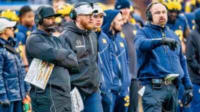 Michigan coaches on sideline