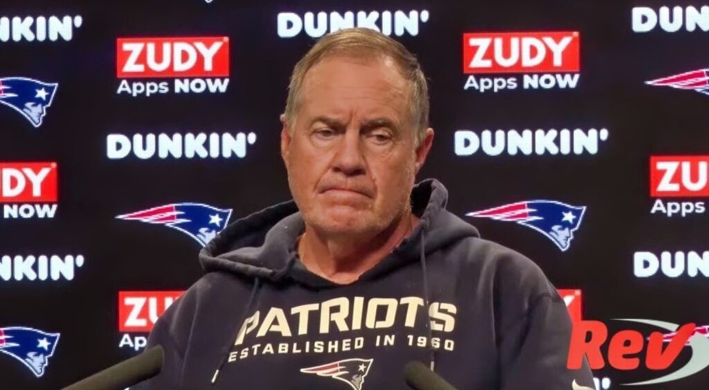 Bill Belichick speaks at a press conference.