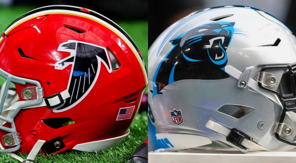 Photos of Falcons and Panthers helmet