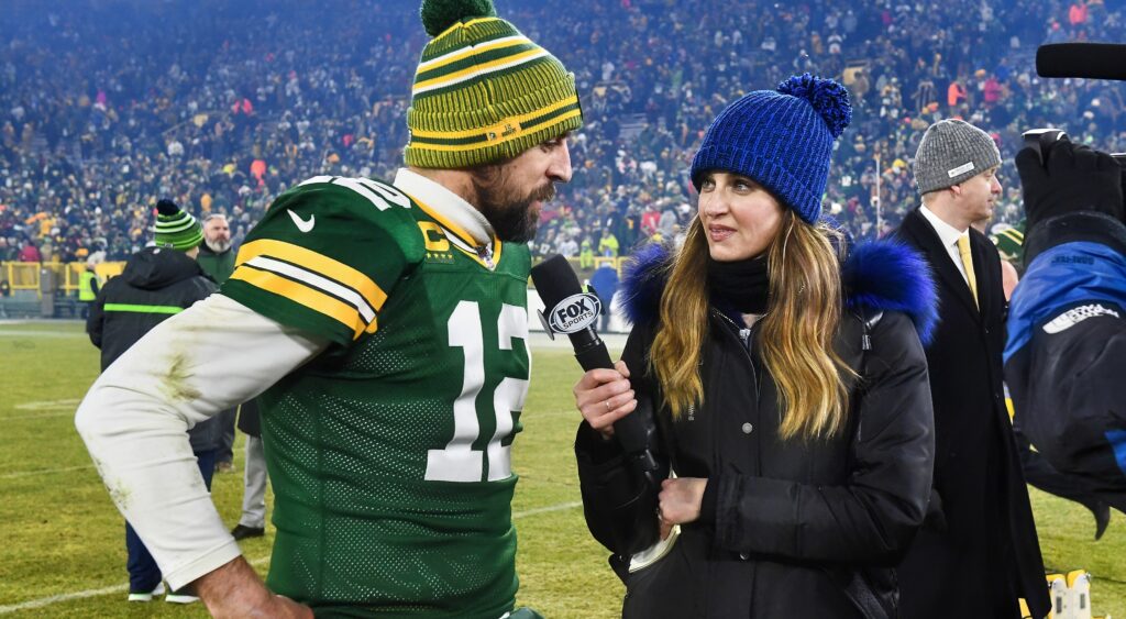 Aaron Rodgers and Erin Andrews during interview
