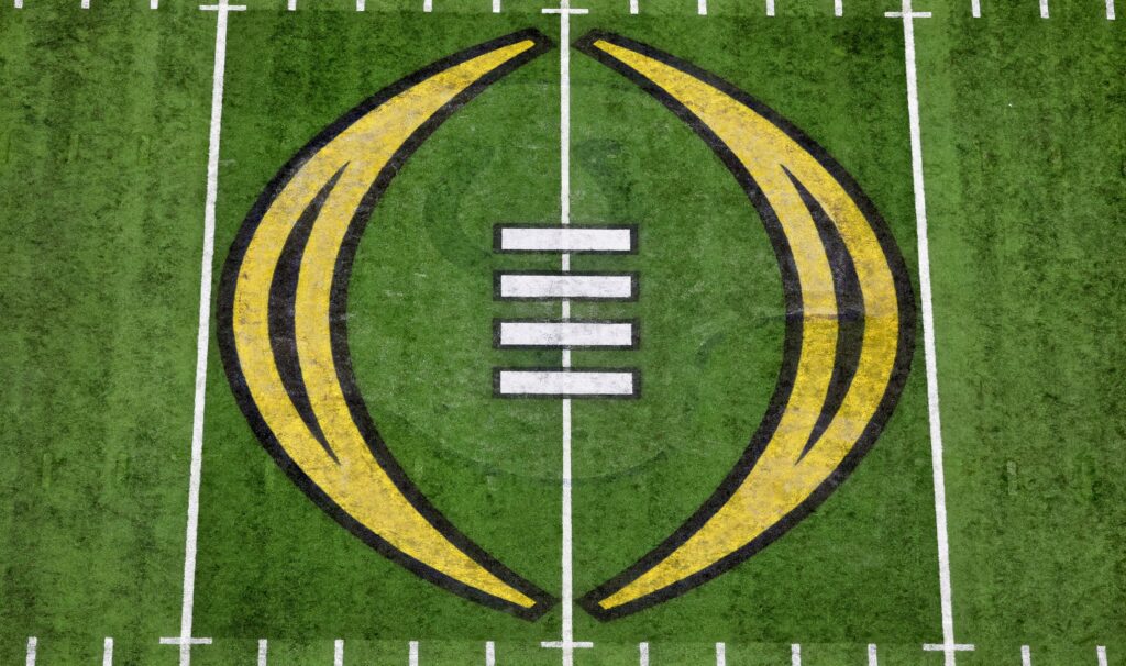 CFP National Championship logo shown on field.