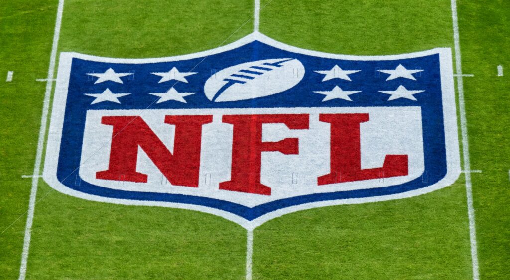 NFL logo shown on Allianz Arena field.