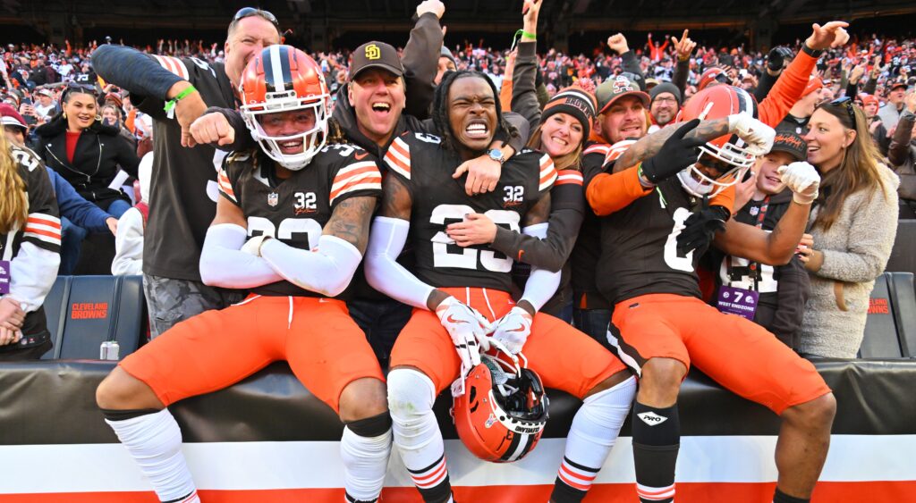 Browns players in crowd