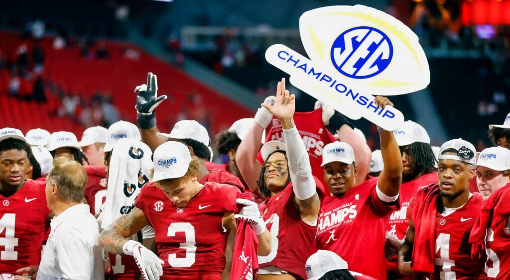 Alabama celebrates SEC title.