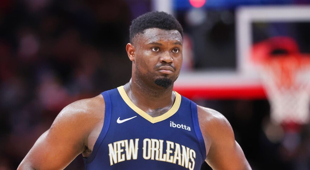 Zion Williamson of New Orleans Pelicans looking on.