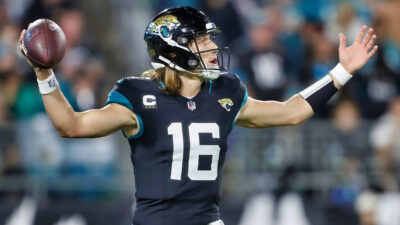 Trevor Lawrence with his arms open