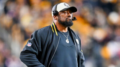 Mike Tomlin in Steelers gear and headset