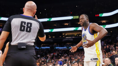 Draymond Green reacts to being ejected