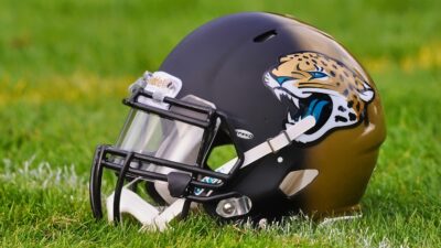 Jaguars helmet on ground