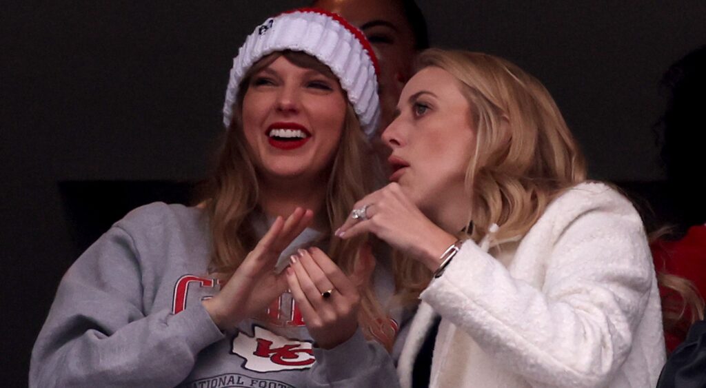 Taylor Swift and Brittany Mahomes in suite