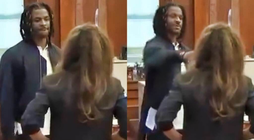 Photos of Ja Morant demonstrating punch to lawyer in court