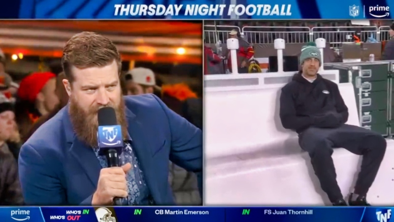 Ryan Fitzpatrick talking to Aaron Rodgers on "Thursday Night Football."