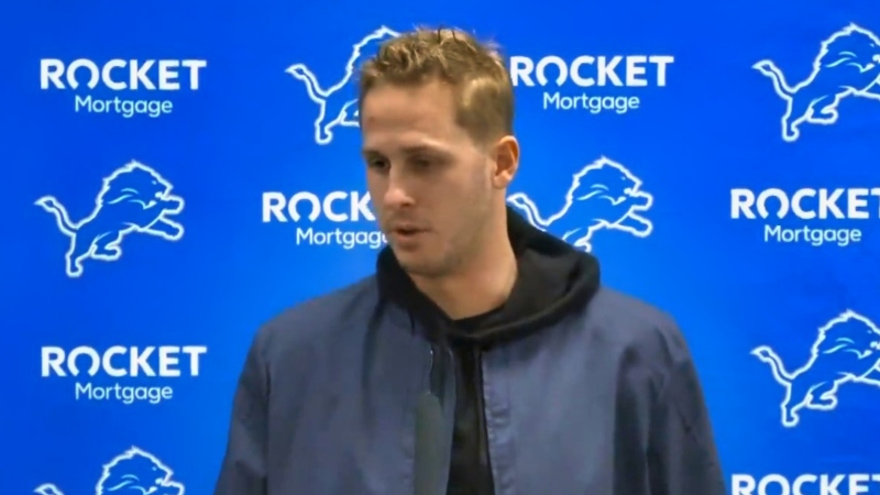 Jared Goff of Detroit Lions speaking to media.