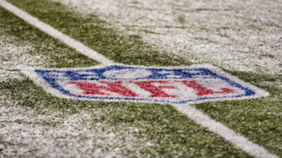 NFL logo on snowy pitch