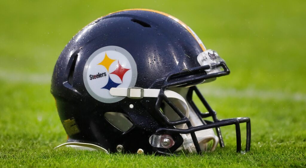 Pittsburgh Steelers helmet shown at M&T Bank Stadium.