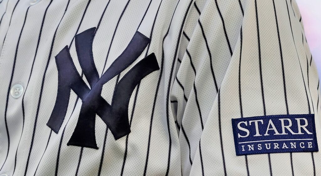 New York Yankees jersey shown before game.