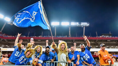 Lions fans waving flag