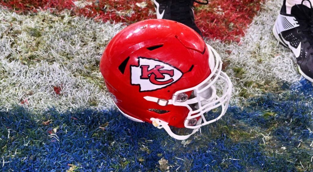 Kansas City Chiefs helmet shown on field.