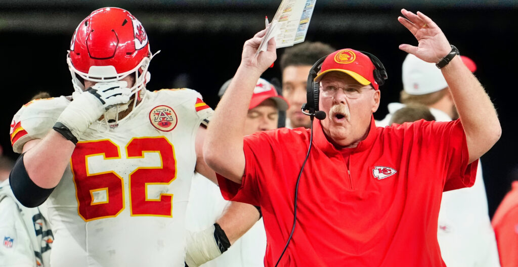 Andy Reid throwing his hands in the air