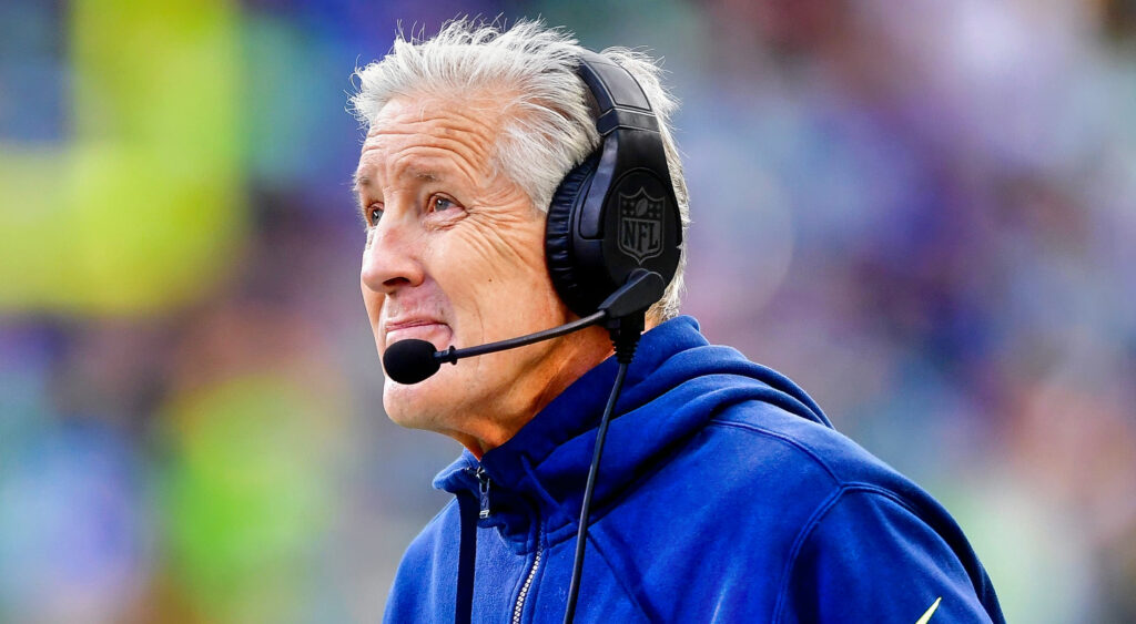 Pete Carroll with headset on