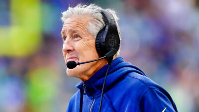 Pete Carroll with headset on