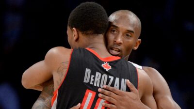 DeMar DeRozan and Kobe hugging