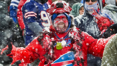 Bills fan in the snow