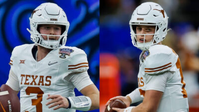 Photos of Quinn Ewers and Arch Manning in Texas gear