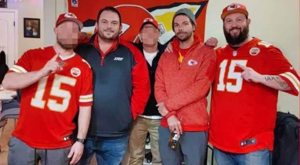 chiefs fans posing for picture