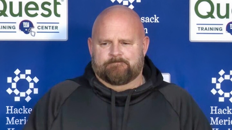 New York Giants head coach Brian Daboll speaking to reporters.