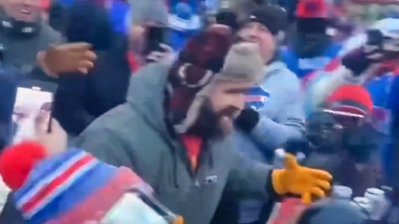 Jason Kelce hanging out with Bills fans.