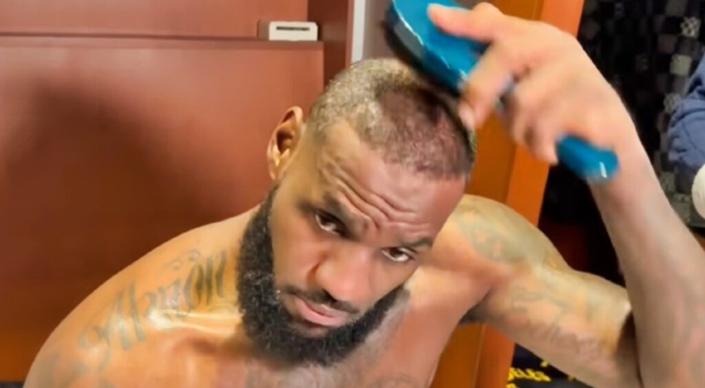 LeBron brushing his hair