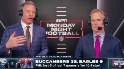 Troy Aikman and Joe Buck in booth