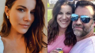 Close-up photo of Allison Schardin and photo of Allison Shardin with her husband