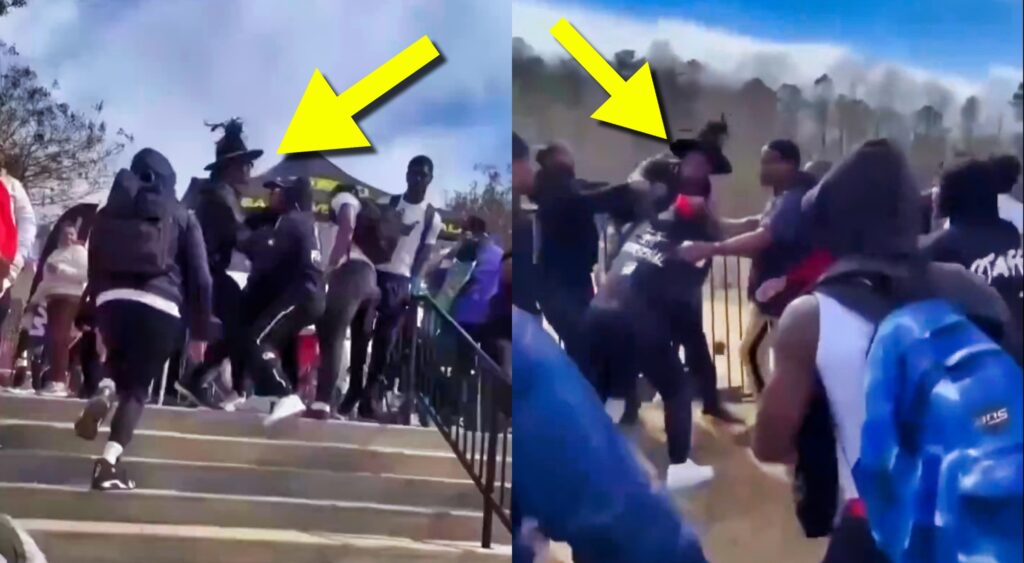 Cam Newton fights other men at a youth football tournament.