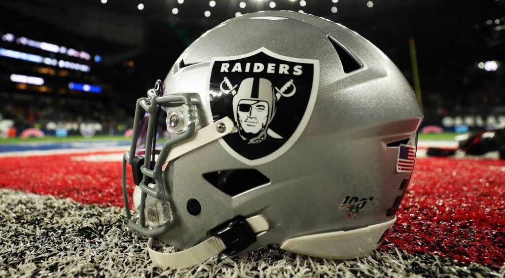 Raiders helmet on ground
