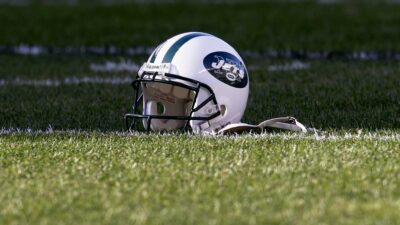 New York Jets helmet on ground