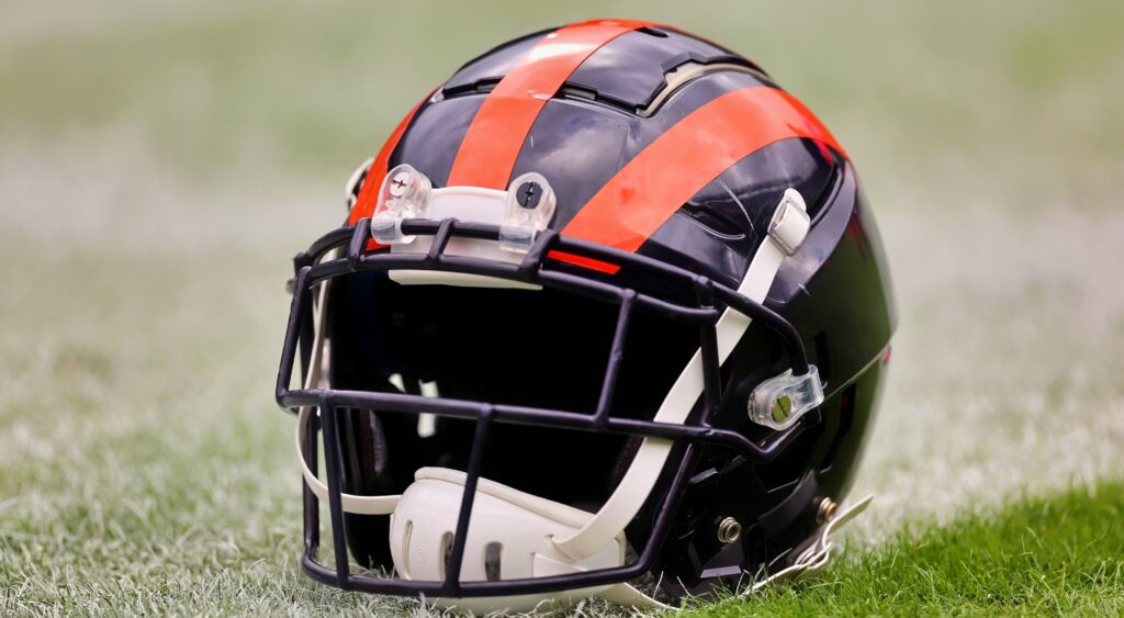 Chicago Bears helmet shown on field.