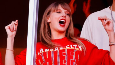 Taylor Swift celebrating at Chiefs game