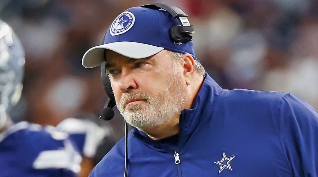 Dallas Cowboys head coach Mike McCarthy looking on.