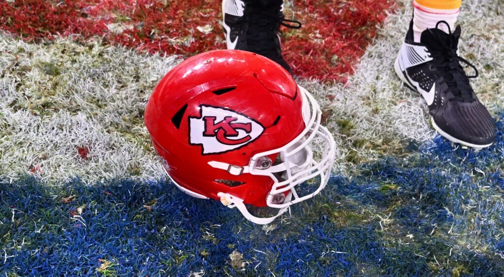 Kansas City Chiefs helmet shown on field.