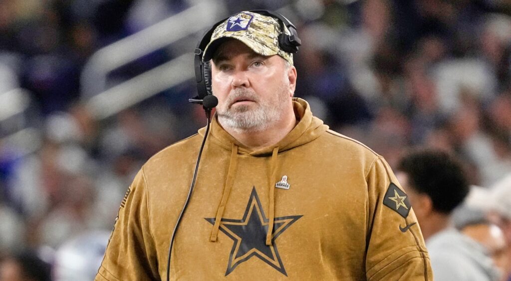 Dallas Cowboys head coach Mike McCarthy looks on.