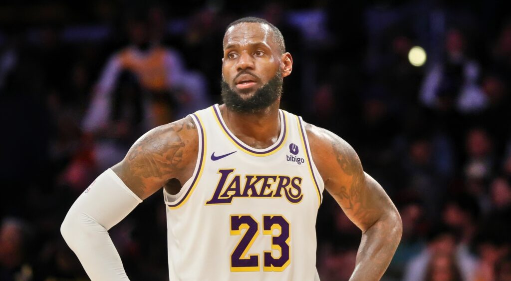 LeBron James of Los Angeles Lakers looking on.