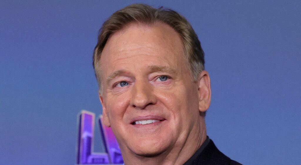 Roger Goodell smiling during press conference